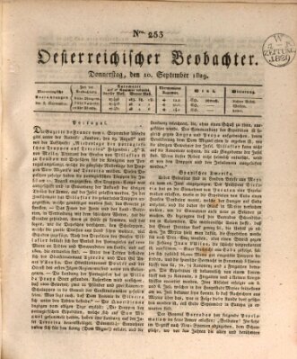 Der Oesterreichische Beobachter Donnerstag 10. September 1829