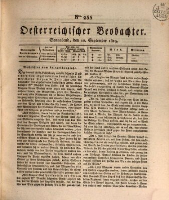 Der Oesterreichische Beobachter Samstag 12. September 1829