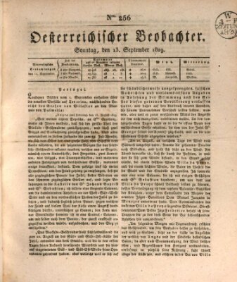 Der Oesterreichische Beobachter Sonntag 13. September 1829