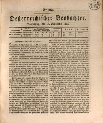 Der Oesterreichische Beobachter Donnerstag 17. September 1829