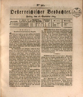 Der Oesterreichische Beobachter Freitag 18. September 1829