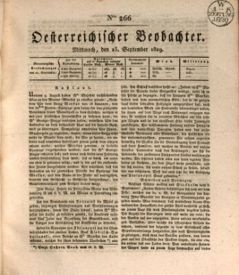 Der Oesterreichische Beobachter Mittwoch 23. September 1829