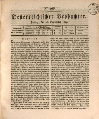 Der Oesterreichische Beobachter Freitag 25. September 1829