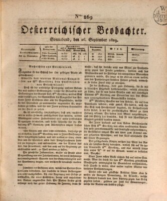 Der Oesterreichische Beobachter Samstag 26. September 1829