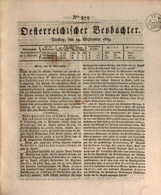 Der Oesterreichische Beobachter Dienstag 29. September 1829