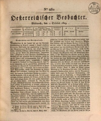 Der Oesterreichische Beobachter Mittwoch 7. Oktober 1829