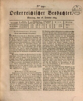 Der Oesterreichische Beobachter Sonntag 18. Oktober 1829