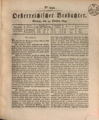 Der Oesterreichische Beobachter Montag 19. Oktober 1829