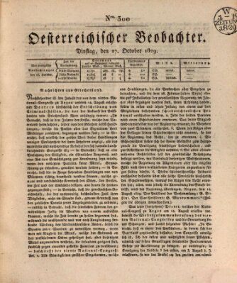 Der Oesterreichische Beobachter Dienstag 27. Oktober 1829