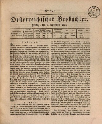 Der Oesterreichische Beobachter Freitag 6. November 1829