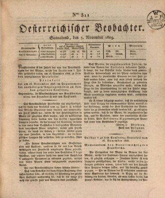 Der Oesterreichische Beobachter Samstag 7. November 1829