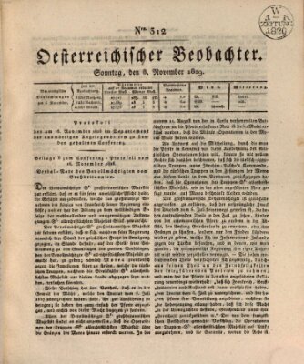 Der Oesterreichische Beobachter Sonntag 8. November 1829