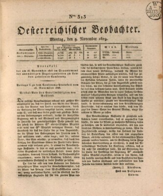 Der Oesterreichische Beobachter Montag 9. November 1829