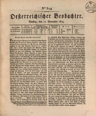 Der Oesterreichische Beobachter Dienstag 10. November 1829