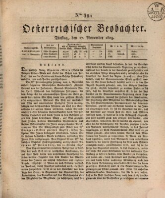 Der Oesterreichische Beobachter Dienstag 17. November 1829