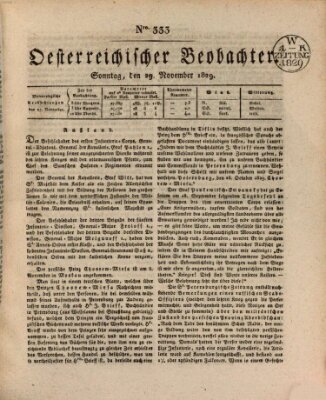 Der Oesterreichische Beobachter Sonntag 29. November 1829