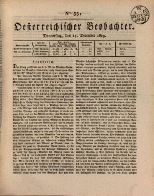 Der Oesterreichische Beobachter Donnerstag 17. Dezember 1829