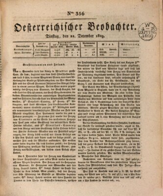 Der Oesterreichische Beobachter Dienstag 22. Dezember 1829