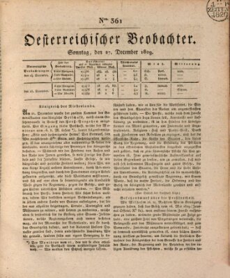 Der Oesterreichische Beobachter Sonntag 27. Dezember 1829