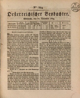 Der Oesterreichische Beobachter Mittwoch 30. Dezember 1829