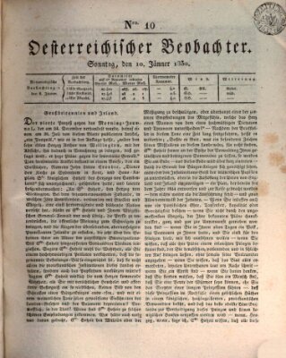 Der Oesterreichische Beobachter Sonntag 10. Januar 1830