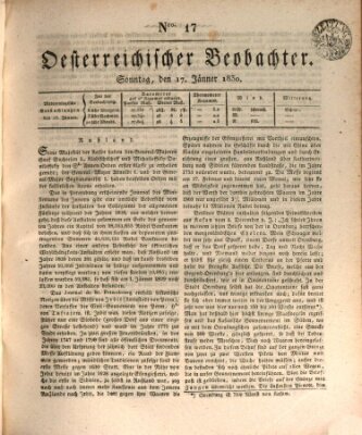 Der Oesterreichische Beobachter Sonntag 17. Januar 1830