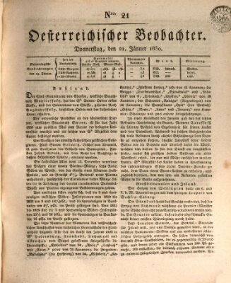 Der Oesterreichische Beobachter Donnerstag 21. Januar 1830