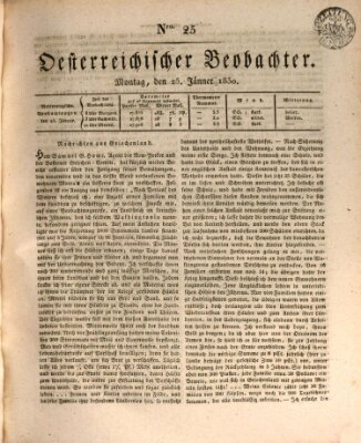 Der Oesterreichische Beobachter Montag 25. Januar 1830