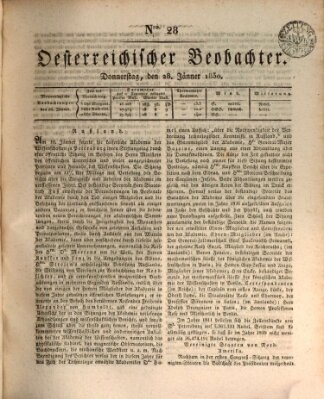 Der Oesterreichische Beobachter Donnerstag 28. Januar 1830