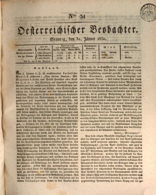 Der Oesterreichische Beobachter Sonntag 31. Januar 1830