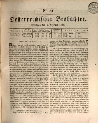 Der Oesterreichische Beobachter Montag 1. Februar 1830