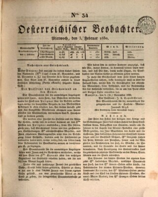 Der Oesterreichische Beobachter Mittwoch 3. Februar 1830