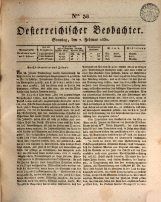 Der Oesterreichische Beobachter Sonntag 7. Februar 1830