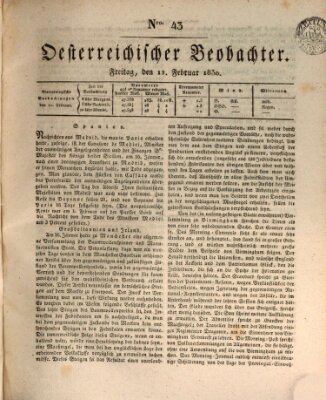 Der Oesterreichische Beobachter Freitag 12. Februar 1830