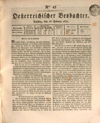 Der Oesterreichische Beobachter Dienstag 16. Februar 1830