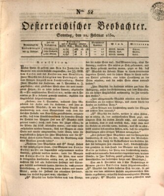 Der Oesterreichische Beobachter Sonntag 21. Februar 1830