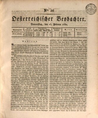 Der Oesterreichische Beobachter Donnerstag 25. Februar 1830