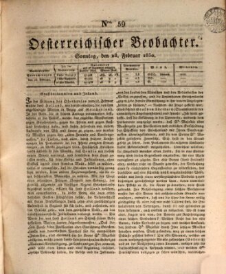 Der Oesterreichische Beobachter Sonntag 28. Februar 1830