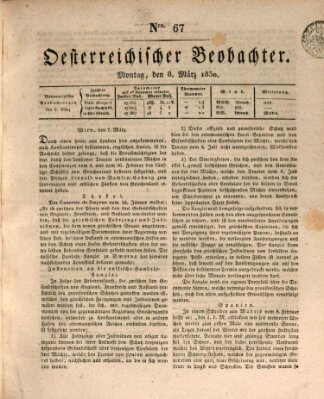 Der Oesterreichische Beobachter Montag 8. März 1830