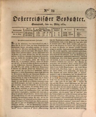 Der Oesterreichische Beobachter Samstag 20. März 1830