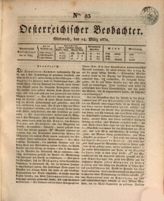 Der Oesterreichische Beobachter Mittwoch 24. März 1830