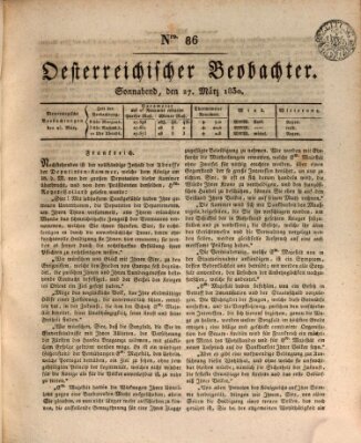 Der Oesterreichische Beobachter Samstag 27. März 1830