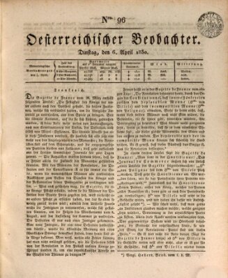 Der Oesterreichische Beobachter Dienstag 6. April 1830