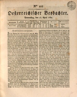 Der Oesterreichische Beobachter Donnerstag 15. April 1830