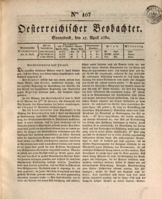 Der Oesterreichische Beobachter Samstag 17. April 1830