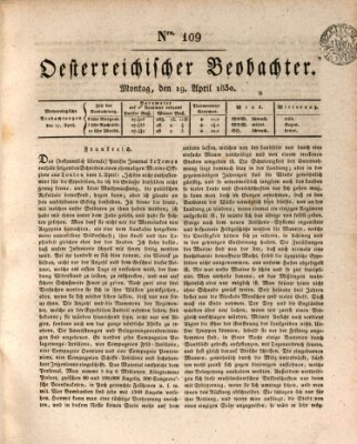 Der Oesterreichische Beobachter Montag 19. April 1830