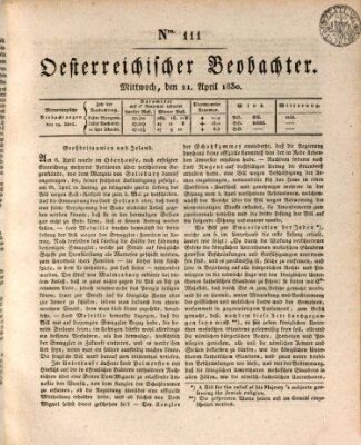 Der Oesterreichische Beobachter Mittwoch 21. April 1830