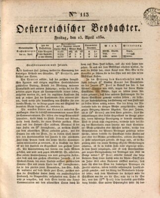 Der Oesterreichische Beobachter Freitag 23. April 1830