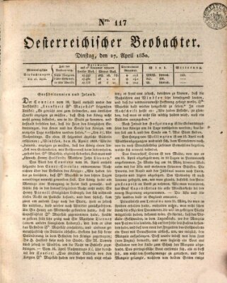 Der Oesterreichische Beobachter Dienstag 27. April 1830