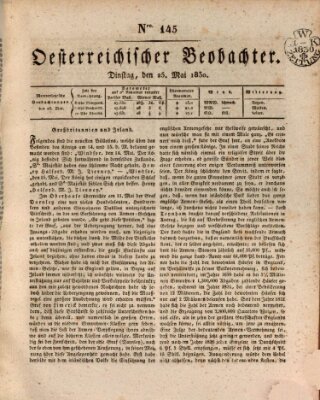 Der Oesterreichische Beobachter Dienstag 25. Mai 1830